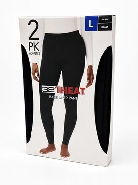 32° Heat Women's Black Base Layer Pant - 2 Pack (L)